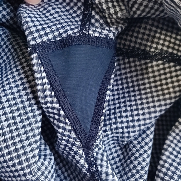 Lululemon Cropped Leggings Women 10 Navy Blue White Gingham Checkered Preppy - Picture 12 of 13